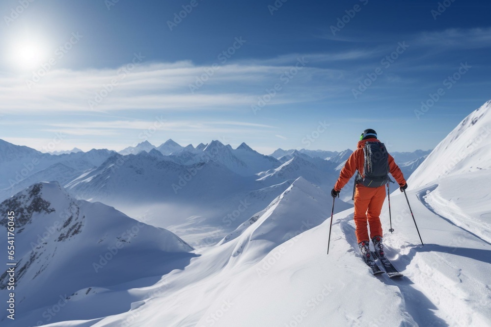 Mountains, skiing. Generative AI