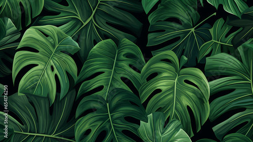A vector pattern of cascading tropical leaves, offering a lush green escape ideal for nature-themed projects