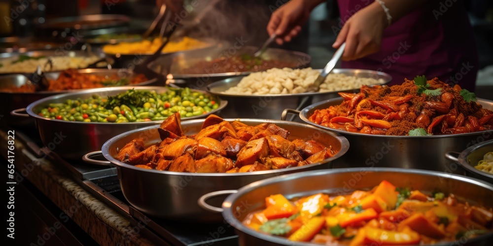 Oriental food - Indian takeaway at a market