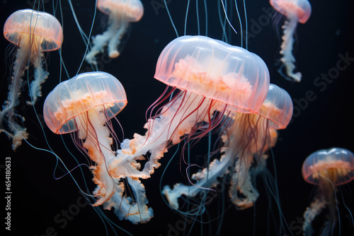 Group of jellyfish floating in the water