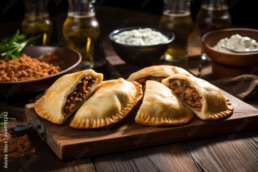 argentinian empanadas on a rustic wooden table argentinian empanadas on a rustic wooden table