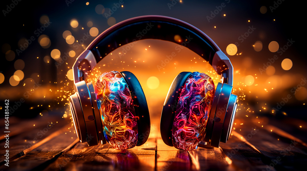 Abstract conceptual headphones from the future - obrazy, fototapety, plakaty 