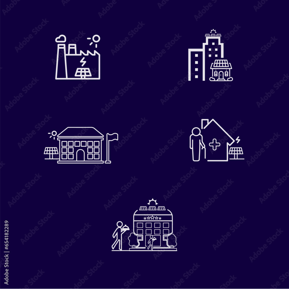 Icon vector eco and green solar energy power icons illustration doodle