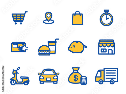 icon set of ride share service
