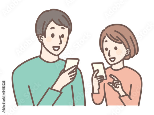 a couple using their smart phones