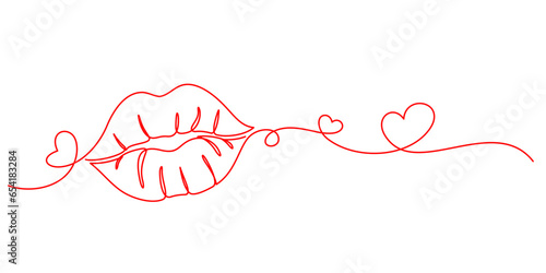 mouth, lips kiss line art style vector eps 10