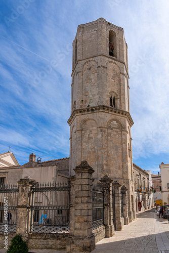 The octagonal tower of the Sanctuary of Saint Michael the Archangel. Monte Sant'Angelo, Foggia, Apulia, Italy, Europe.