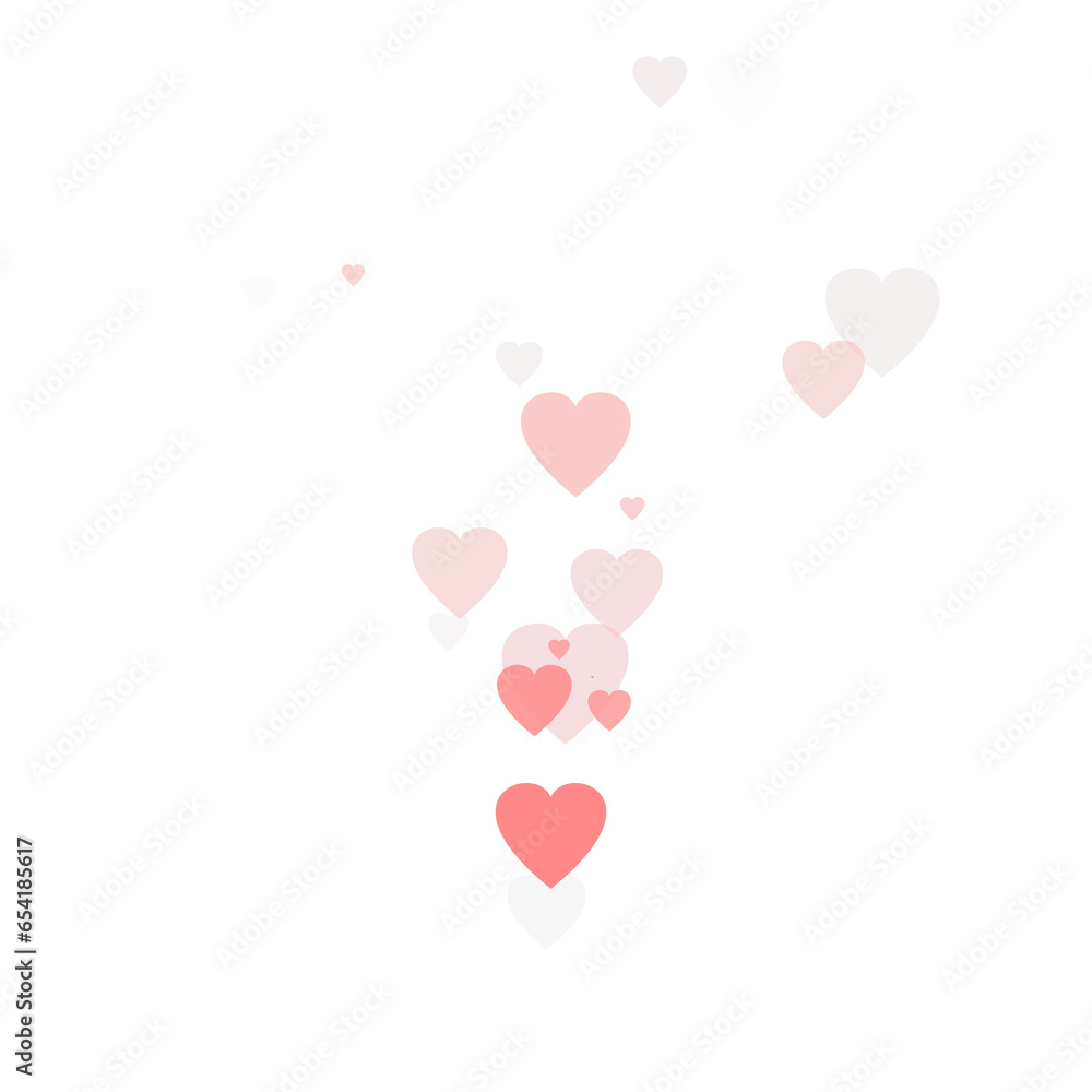Heart confetti love illustration for Valentin day, Mother Day or wedding. Background with symbol of love petal