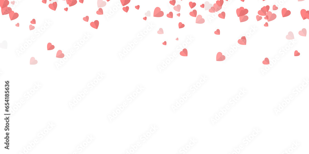 Heart confetti illustration for Valentin day, Mother Day or wedding. Background with symbol of love petal - obrazy, fototapety, plakaty 
