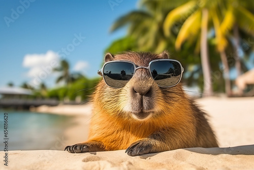 Capybara in sunglasses. © YULIYA