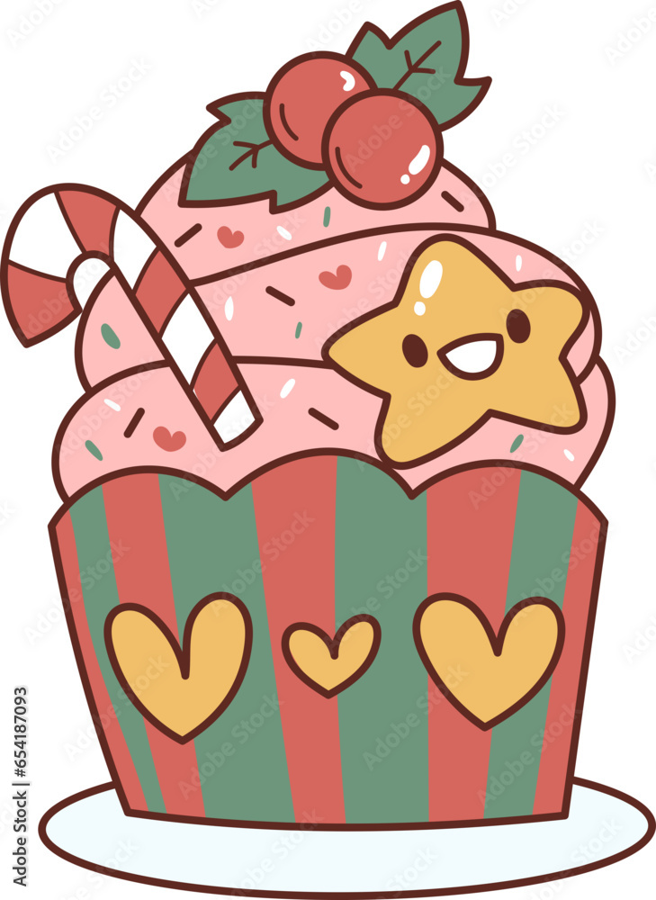 Christmas Set Cartoon Cute Little Santa Gift Holiday Decoration Illustration Christmas Set Cartoon Cute Little Santa Gift Holiday Decoration Illustration