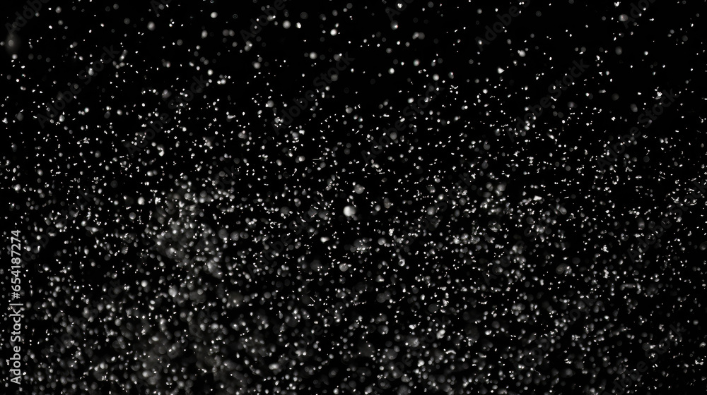 Snowflakes falling on a black background