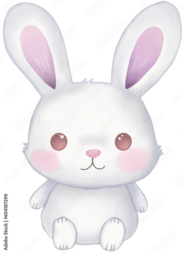 rabbit kawaii cartoon character watercolor PNG paper texture rabbit kawaii cartoon character watercolor PNG paper texture