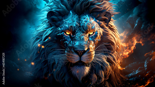 Proud Leo zodiac art with abstract cosmic background