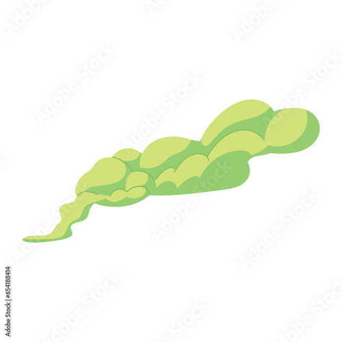 Cartoon bad smell toxic clouds. Bad smell toxic clouds. Smelling smoke. Green stink aroma and stinky smoke cartoon. Isolated vector illustration