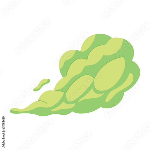 Cartoon bad smell toxic clouds. Bad smell toxic clouds. Smelling smoke. Green stink aroma and stinky smoke cartoon. Isolated vector illustration