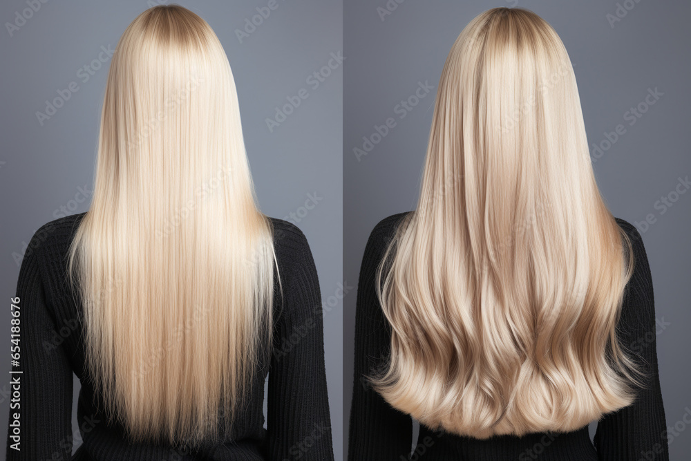 Hair treatment result before and after. Generative Ai Hair treatment result before and after. Generative Ai
