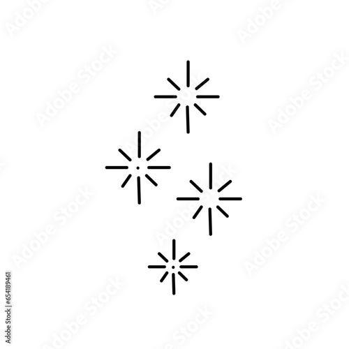 Set of four cute minimalistic sunbursts isolated on white background. Cute doodle hand drawn illustration, fireworks explosion. photo