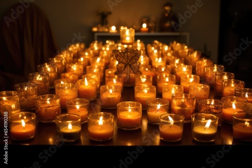 single shot of kinara with all candles lit