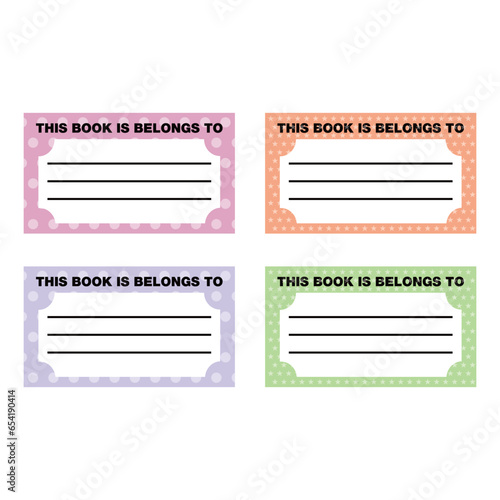 Set of vector templates for name labels. Name stickers for books as a marker of ownership. name tag