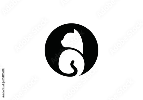 cat logo design. pet care negative space style concept element symbol vector illustration.