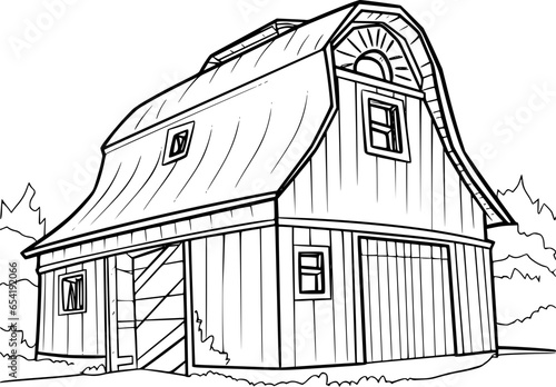 coloring page of barn