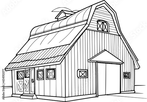 coloring page of barn