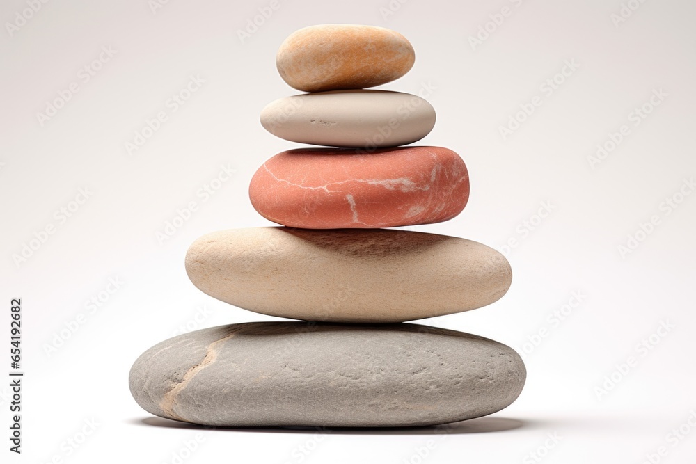 a stack of smooth river stones on a white background a stack of smooth river stones on a white background