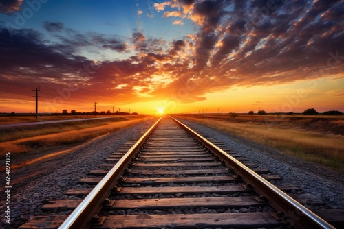 railroad tracks converging on the horizon