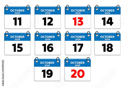 3D Calendar date of October 2024