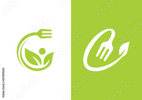 fork and letter c logo design. icon symbol for health restaurant food diet and etc.