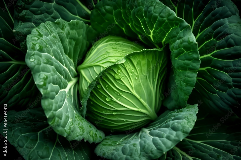 Green cabbage. Leaf fresh food. Generate Ai Green cabbage. Leaf fresh food. Generate Ai