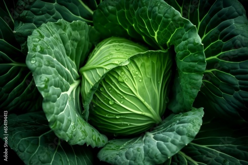 Wallpaper Mural Green cabbage. Leaf fresh food. Generate Ai Torontodigital.ca