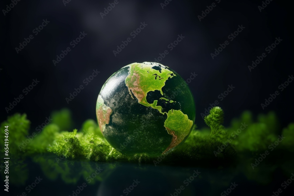 Green eco planet energy. Globe nature. Generate Ai