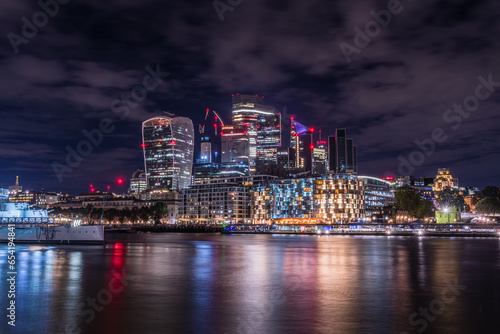 City of London at night. Skyscrapers on the River Thames, England © Daniela Baumann