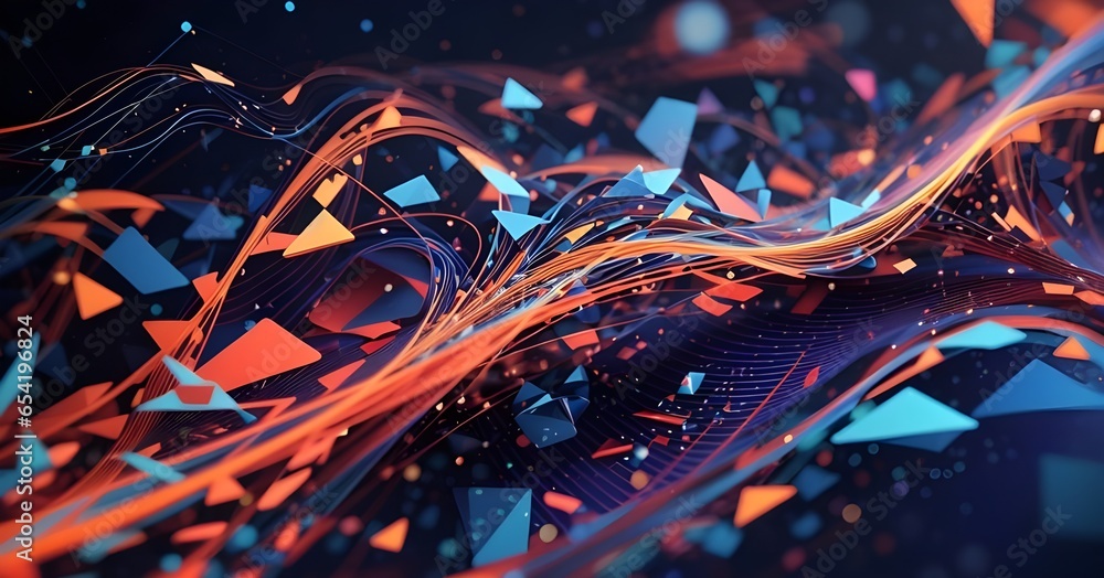 Fototapeta premium Futuristic technology wave background with glowing lines. 3d rendering