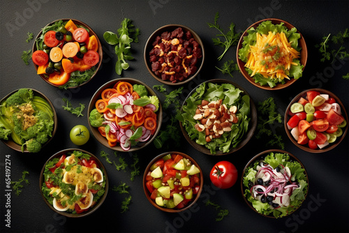 Top view of delicious healthy salad