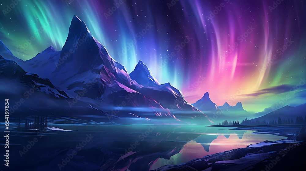 An aurora borealis display, with ethereal lights dancing across a polar sky, perfect for dreamy and celestial themes