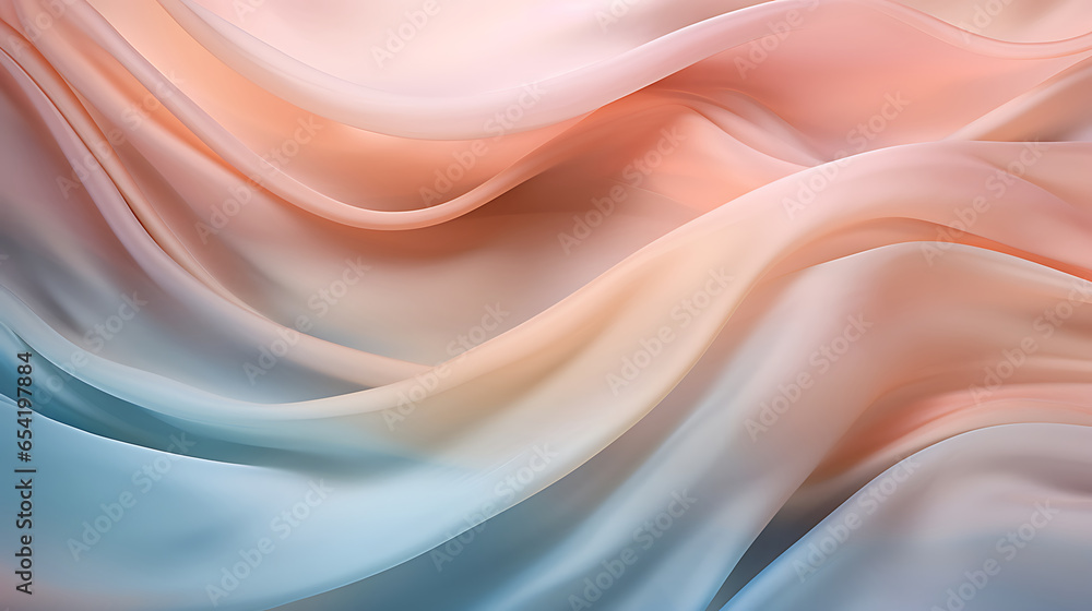 Fototapeta premium A silky fabric texture flowing gracefully, bathed in soft pastel hues, perfect for elegant and luxurious backdrops.
