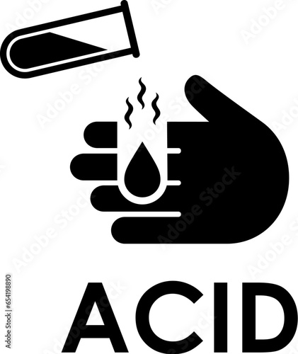 Acid icon, chemical burn hazard sign