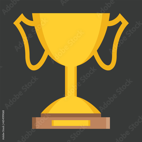 Trophy vector icon. Isolated trophy given as an recognition of achievement, usually in sports. Gold cup, tournament prize sign design.