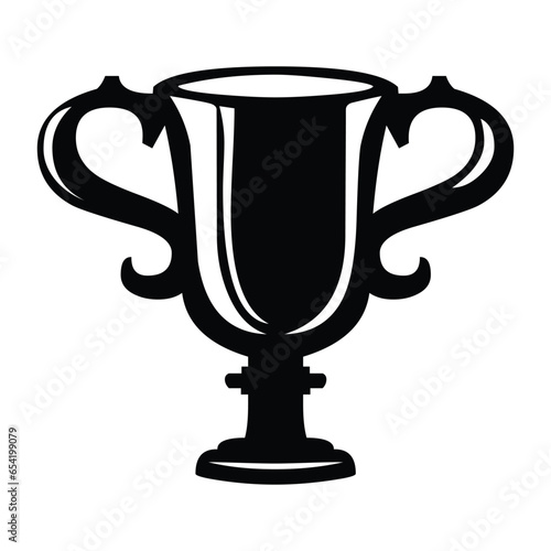 Trophy vector icon. Isolated trophy given as an recognition of achievement, usually in sports. Gold cup, tournament prize sign design.