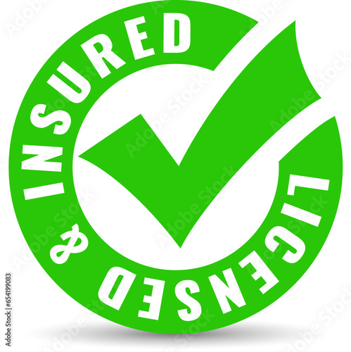 Licensed and insured vector icon