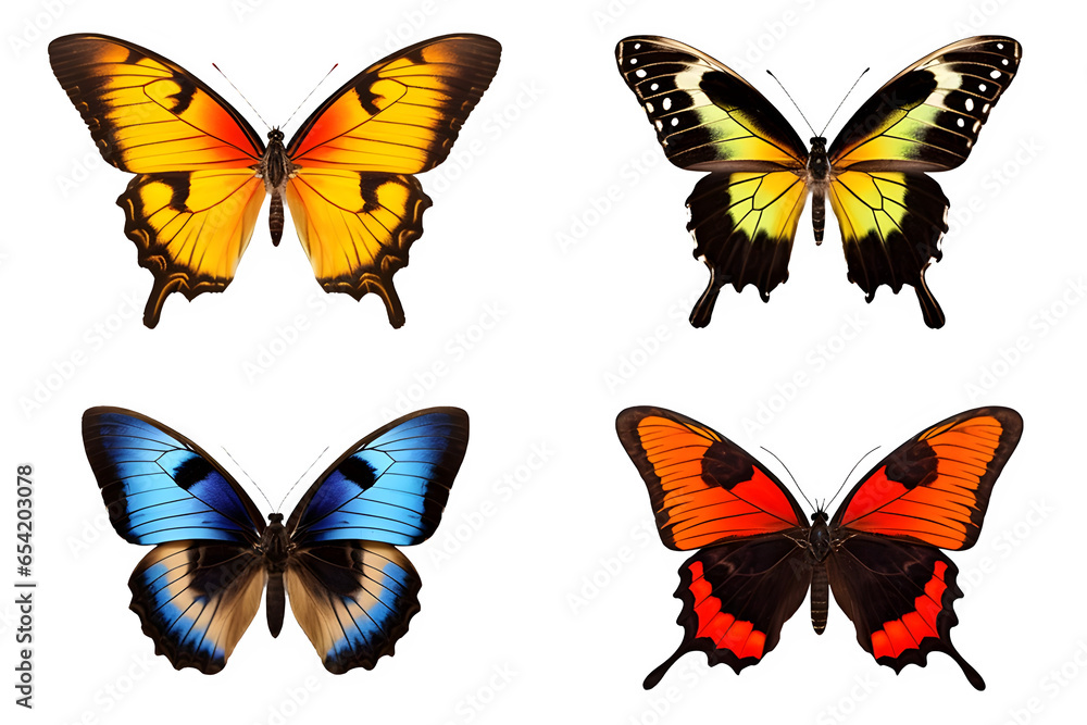 set of butterflies isolated on transparent background set of butterflies isolated on transparent background