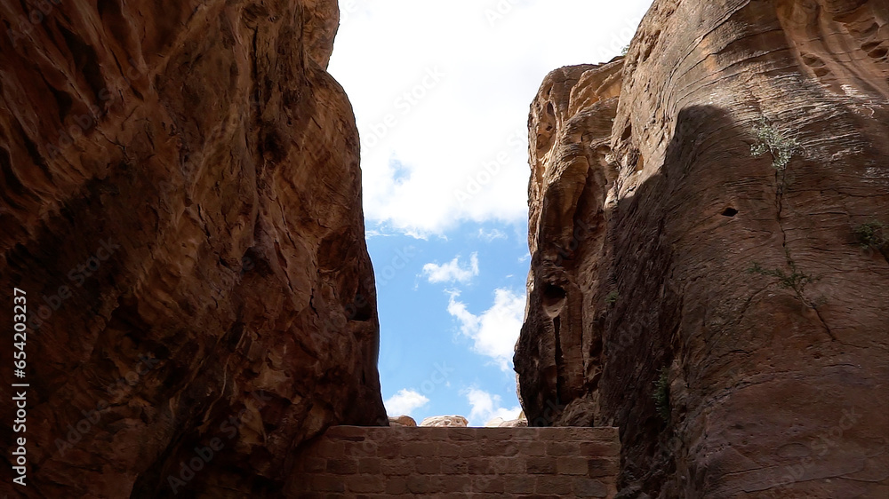 Al Siq Canyon in the Ancient City of Petra, Jordan.  