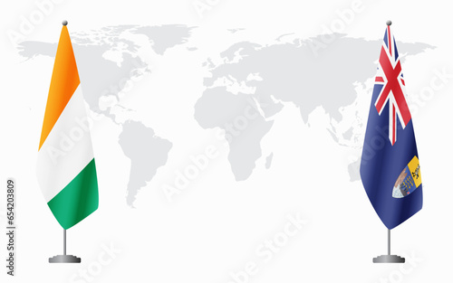 Ivory Coast and Saint Helena flags for official meeting