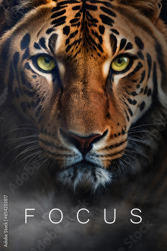 Jaguar feline motivation text business , Leopard Mafia Style , modern art animal . Generative ai photo
