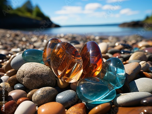 Colorful Sea Glass on The Beach. Gemstone