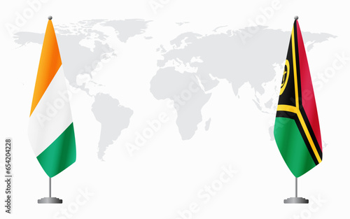 Ivory Coast and Vanuatu flags for official meeting