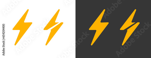 Lightning thunderbolt logo icon vector graphic modern design as electric yellow power flash, thunder bolt voltage logotype simple pictogram sign, storm quick fast creative symbol silhouette